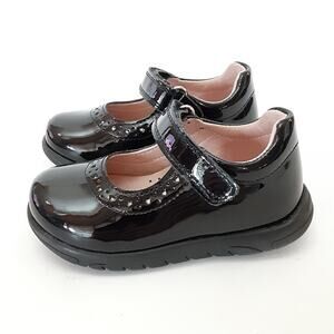 Pablosky Girls 4 Mary Janes Black Patent Leather Lazer Cut Dress Flats Euro 20